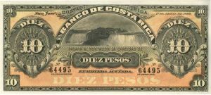 Costa Rica - 10 Pesos, Unsigned - P-164 - 1899 dated Foreign Paper Money